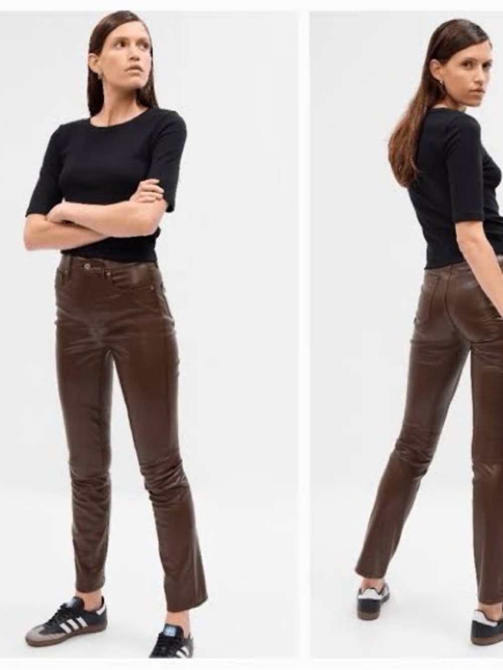 Gap vegan leather vintage slim pant-Brown